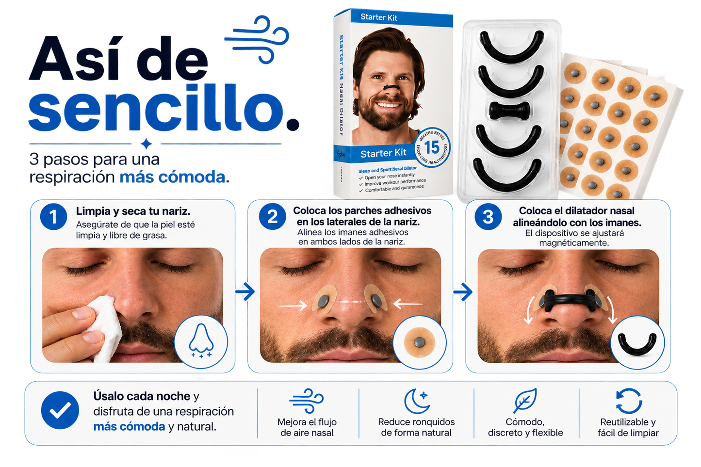 Kit de Respiración Nasal Magnética